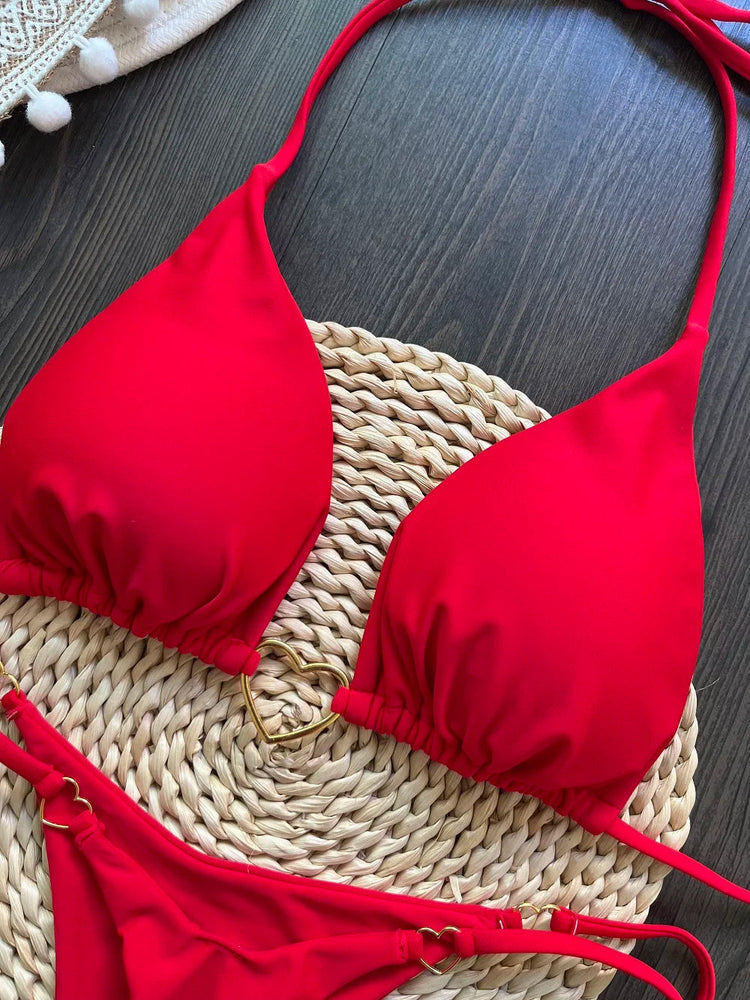 Nuovo bikini bianco a tinta unita da donna, costume da bagno alla moda con lacci a vita bassa, set due pezzi platinumshop