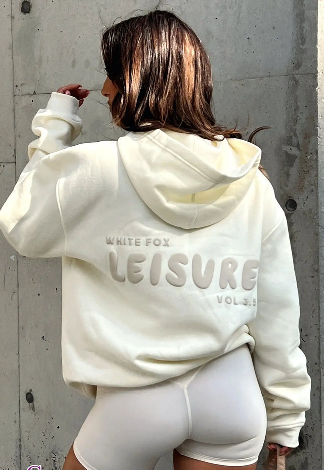 Women Oversized Hoodie White Fox Leisure Puff Letter Print Long Sleeve Loose Pullover Casual Streetwear Hoodies & Sweatshirts