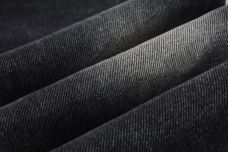 Four Seasons  Men's Casual Spliced Vintage Grey Elastic Jeans Bootcut Pants Trendy Slim Denim Trousers Male Men's Streetwear PlatiNum
