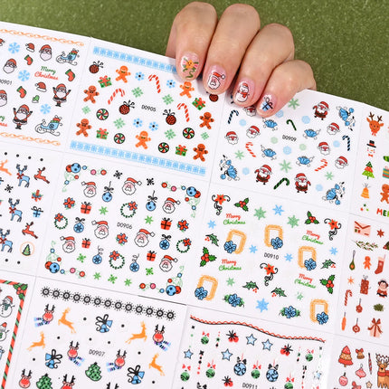 24Pcs 3D Christmas Nail Stickers Cartoon Santa Claus Elk Snowman Snowflakes Self-Adhesive Nail Decals Kid Girl Xmas Gift Sliders