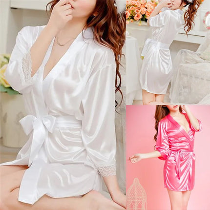 Camicia da notte sexy da donna estiva traspirante in seta ghiacciata da notte in raso da donna