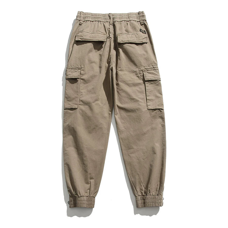 100% Cotton Cargo Pants Men Multi-Pocket Casual Joggers Trousers Mens Military Zipper Fly Full Length Casual Pants No No Belt