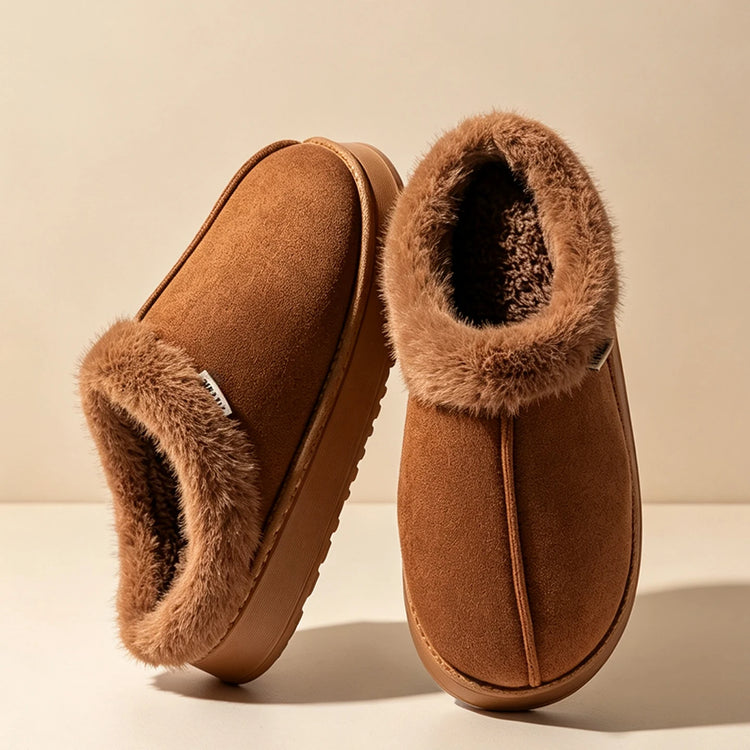 Men's Winter Plush Slippers, Thick Sole Closed-Toe, Warm Sherpa Lining, Non-Slip Indoor/Outdoor Home Shoes for Couples