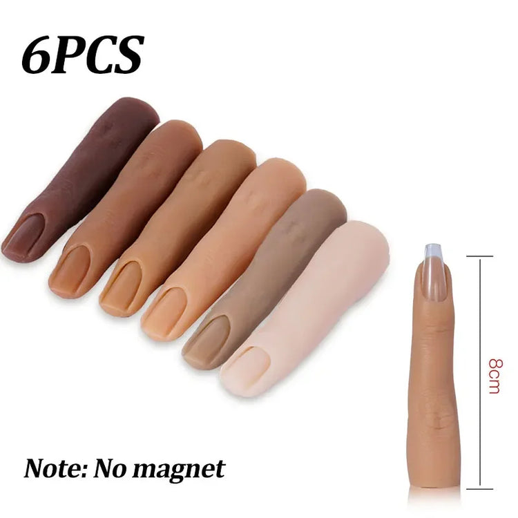 Bendable Nail Simulation Practice Finger Silicone Soft Nails Art Training Fake Finger for Acrylic DIY Display Manicure Tool 2028