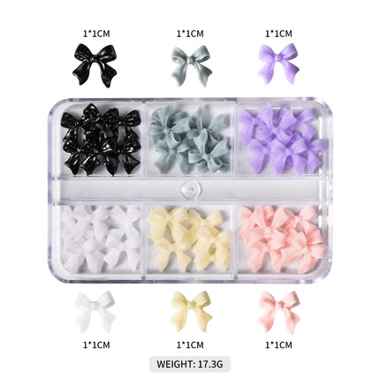 30Pcs/box 3D White & Pink Bows Nail Art Charms 6gird Cute Bowknots Ribbon Nail Rhinestones Resin Bowtie Manicure Decoration #R5!