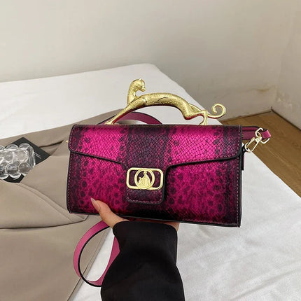New Ladies Metal Buckle Simple Fashion Shoulder Bag Party Commuting Bag Women Luxury Brand Design PU Leather Bag PlatiNum