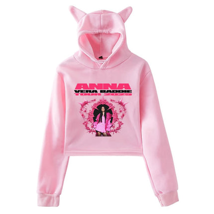 GF Anna Pepe Vera Baddie Tour Hoodie Cat Ears Hooded Sweatshirts Long Sleeve Crop Top Women Fashion Clothes