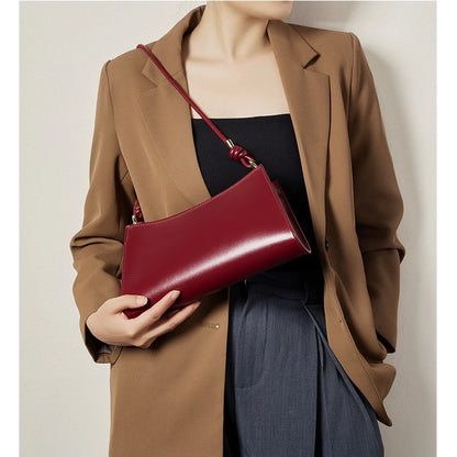 YANATARI underarm cowhide Genuine leather handbags women vintage red shoulder bag female korean luxury bag high quality 2025