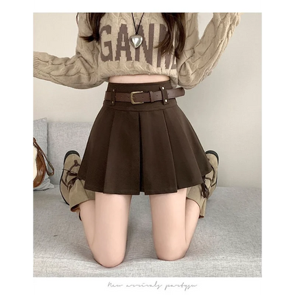 Autumn and Winter 2025 New High-waisted A-line Skirt College Style Sweet Versatile Woolen Pleated Skirt PlatiNum