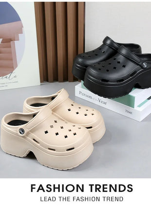 Sandali da Donna con Tacco Alto 9CM, Nuove Ciabatte Estive 2024, Scarpe da Spiaggia e Giardino con Suola Morbida, Impermeabili, Scarpe Forate da Donna per Esterni