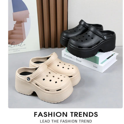 Sandali da Donna con Tacco Alto 9CM, Nuove Ciabatte Estive 2024, Scarpe da Spiaggia e Giardino con Suola Morbida, Impermeabili, Scarpe Forate da Donna per Esterni