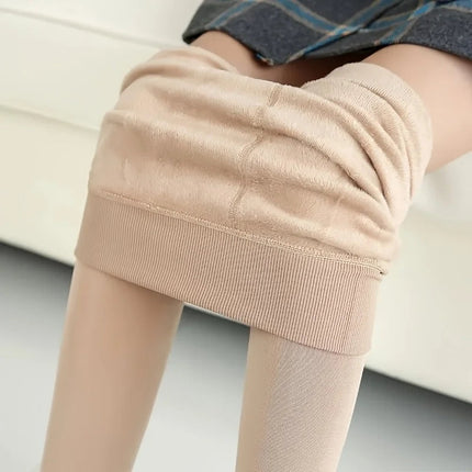 Women New Large Size Pantyhose with Extra Thick Fleece and One-piece Leggings Colored Tight Fitting Pantyhose PlatiNum