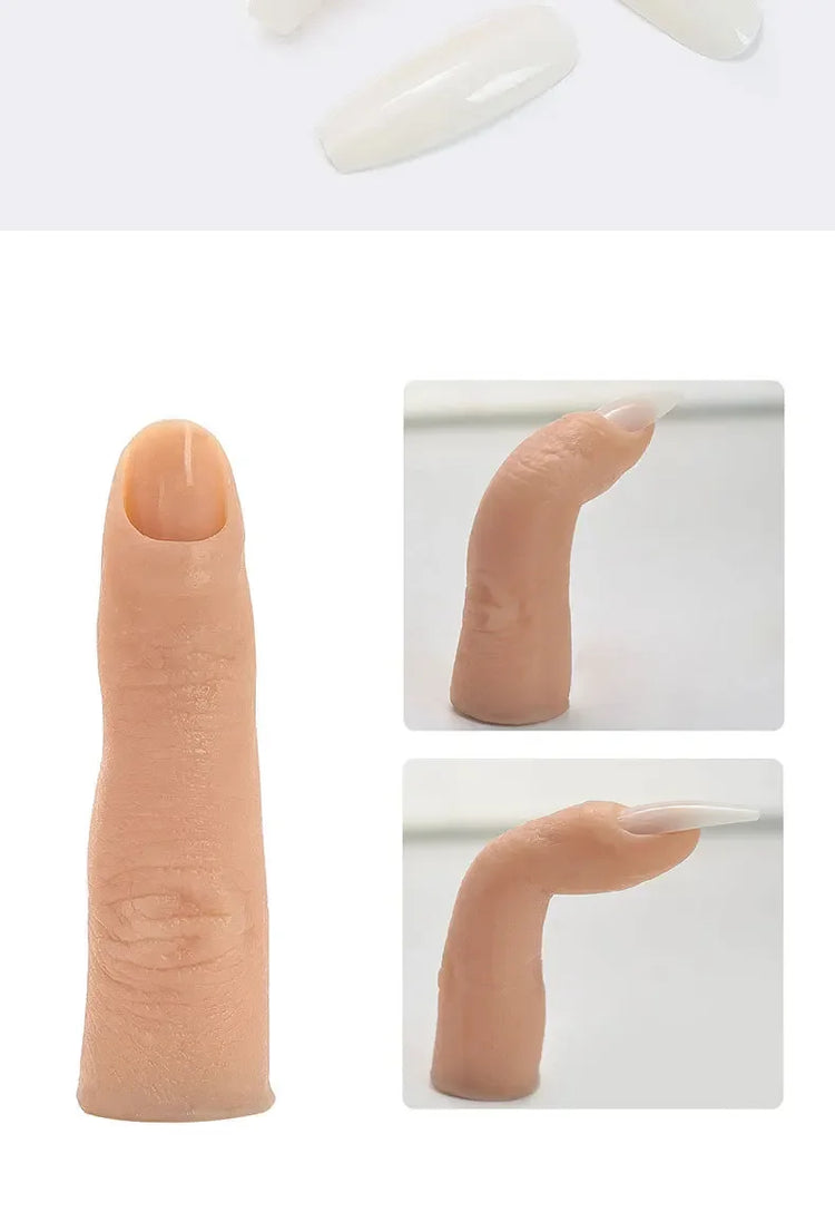Bendable Nail Simulation Practice Finger Silicone Soft Nails Art Training Fake Finger for Acrylic DIY Display Manicure Tool 2028