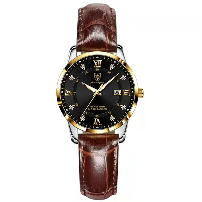 POEDAGAR Orologio da donna di lusso Orologio da donna impermeabile in acciaio inossidabile con data luminosa Orologi al quarzo da donna semplici e casual alla moda platinumshop
