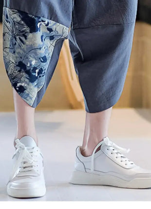 Pantaloni Kimono giapponesi da uomo in cotone traspirante Samurai Abbigliamento Pantaloni da uomo Stampa allentata Pantaloncini Harem retrò Pantaloni Hip Hop Harajuku