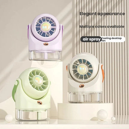 Ventilatore Portatile da Tavolo con Nebulizzatore d'Aria Fredda, Ricarica USB, Raffreddamento ad Acqua, Ventilatore Turbo con Umidificazione, Compatto Ventilatore Personale con Nebbia