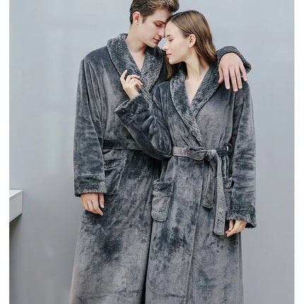 Donna Autunno e Inverno Caldo Lungo Velluto Corallo Spessore Coppia Accappatoi Da Bagno Uomo Donna Pigiama Doccia Accappatoio Asciugamani Da Bagno Per Adulti