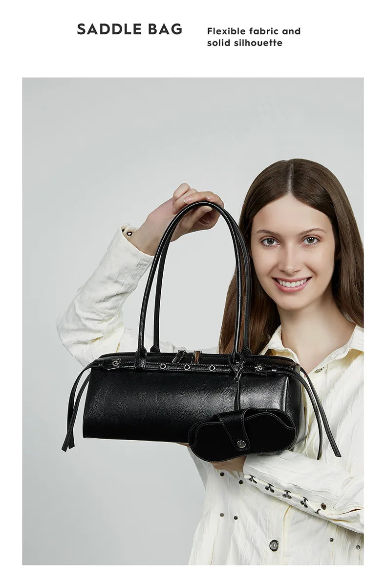 YANATARI underarm cowhide Genuine leather handbags women vintage shoulder bag female  luxury bag high quality long bag