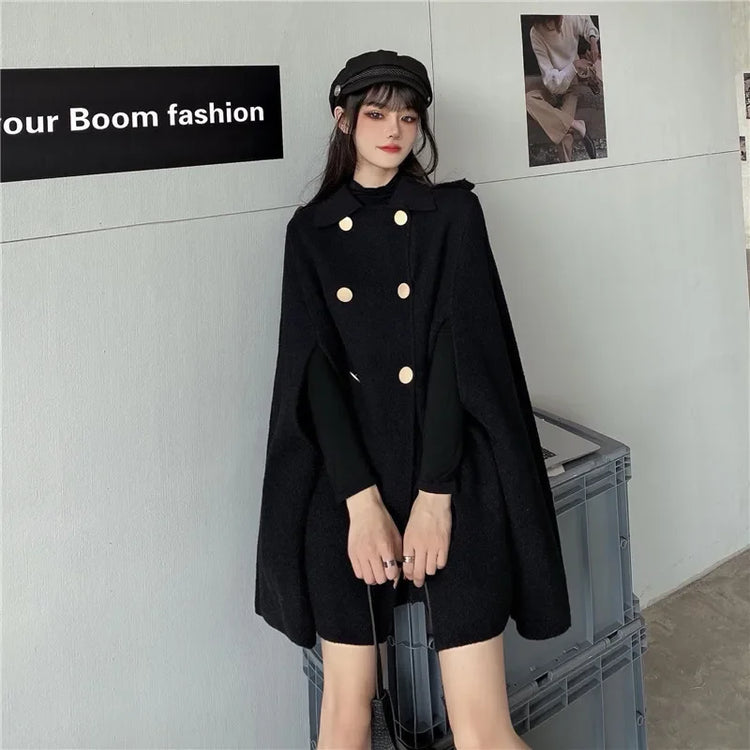 Autumn Winter Plus Size Women Coat Woolen Cloth Cloak Loose Overcoat Female High Quality 2025 Manteau Femme Hiver Oversize