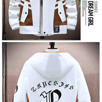 Men's Casual Hooded Jackets Autumn Patchwork Thin Coats Outwear Top Windbreaker Streetwear Clothing Plus Size