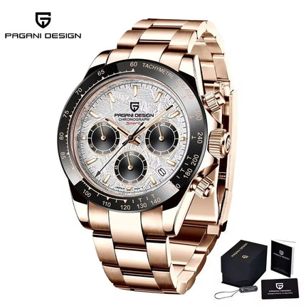 PAGANI DESIGN V2 Orologio da uomo al quarzo con movimento VK63, vetro zaffiro, acciaio inossidabile, impermeabile fino a 100 m, orologio sportivo da uomo PD1644