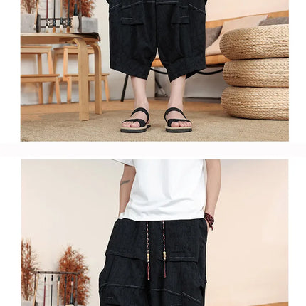 Pantaloncini Estivi da Uomo Taglie Forti in Cotone Comodi Stile Cinese Vintage Moda Casual Sportivi a Lanterna Taglie Grandi fino alla 8XL