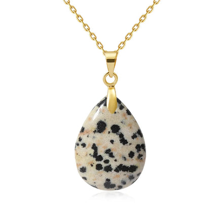 New Fashion Natural Stone Crystal Pendant Teardrop Simple Pendant Necklace Earrings Making Jewelry With Chain collar PlatiNum