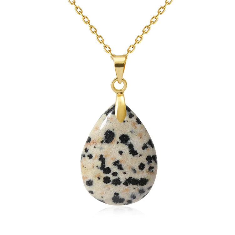 New Fashion Natural Stone Crystal Pendant Teardrop Simple Pendant Necklace Earrings Making Jewelry With Chain collar PlatiNum