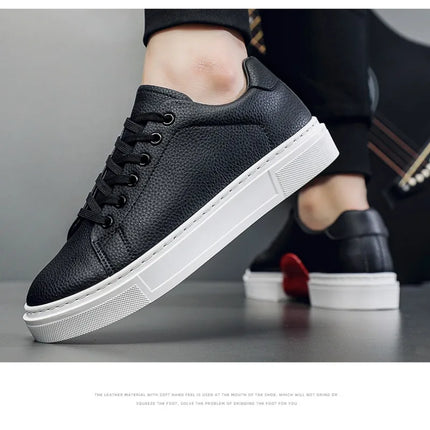 Fashion Men's Sneakers High Quality Leather Casual Shoes Luxury Business Office Shoes Trendy Skateboard Shoes Zapatillas Hombre