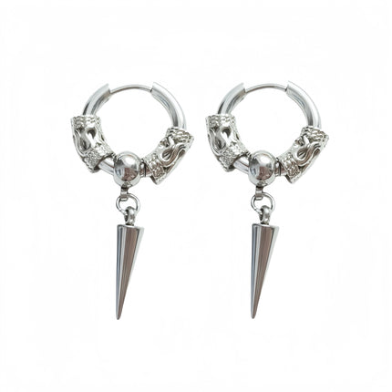 Long Hanging Crosses Leaves Pendants Hoops Woman Earrings Man Vintage Stainless steel Hip Hop Ear Piercing Jewelry Accessories PlatiNum