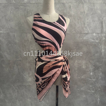 Costumi da bagno di lusso da donna con sciarpa nera e logo firmato, set bikini con fascia per capelli firmata da designer, abbigliamento da spiaggia platinumshop