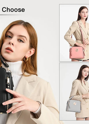 Borsa da donna multifunzionale elegante Kono realizzata in pelle PU, tracolla regolabile, scomparti multipli, può essere utilizzata come borsa a mano e borsa a tracolla