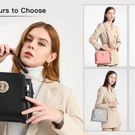 Borsa da donna multifunzionale elegante Kono realizzata in pelle PU, tracolla regolabile, scomparti multipli, può essere utilizzata come borsa a mano e borsa a tracolla