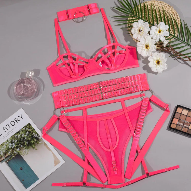 Toucheart Erotic Underwear Hollow Out Girl Complex Gathertogether Chest Support Straps Sexy Seductive Coquette Private Split Kit