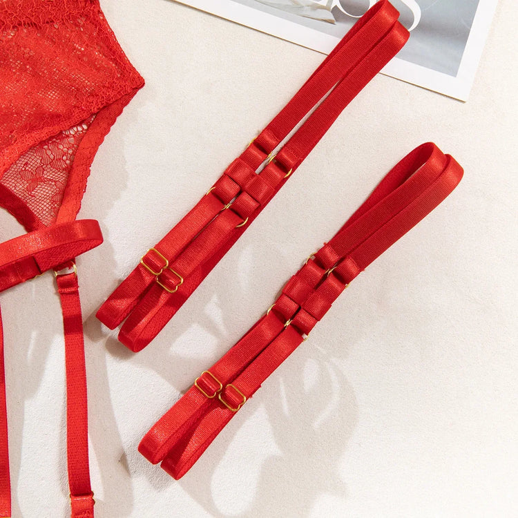 Sexy Lingerie Lace Women's Intimates Sets Sheer See Through Push Up Bra with Garter Belt Fancy Luxury Underwear Erotic Outfits