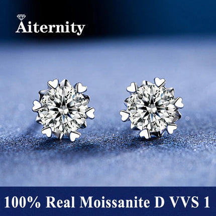GRA 925 Sterling Silver D VVS1 Moissanite Earrings Diamond Tester Positive Snow Stud Zircon Women Sparkling Wedding Jewelry PlatiNum