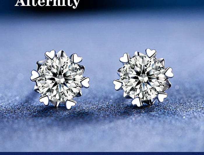 GRA 925 Sterling Silver D VVS1 Moissanite Earrings Diamond Tester Positive Snow Stud Zircon Women Sparkling Wedding Jewelry PlatiNum