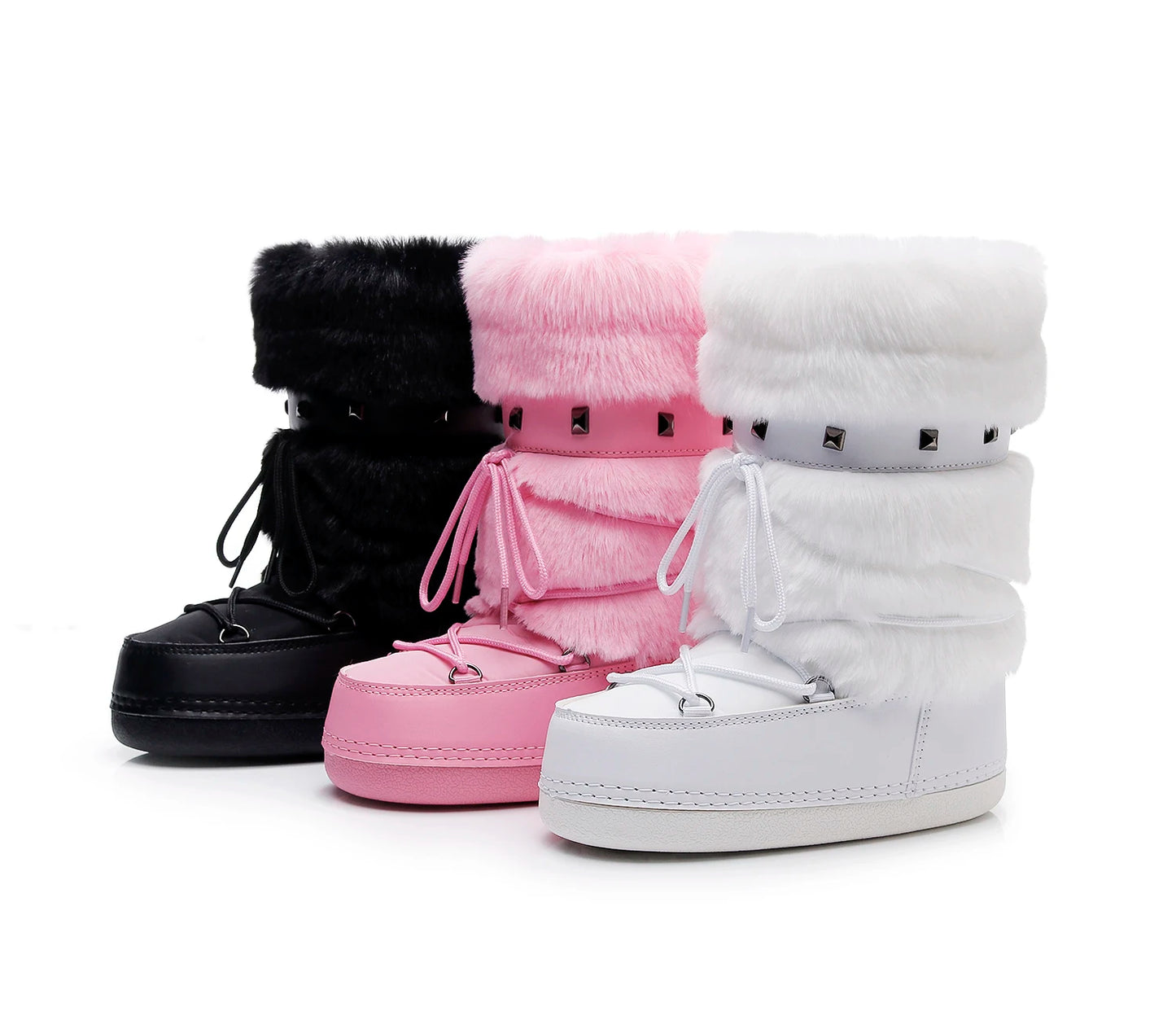 Women's Furry Boots New Warm Skiing Winter Boots Women Space Boots Trendy Ladies Winter Shoes Non-slip Girls Snow Boots