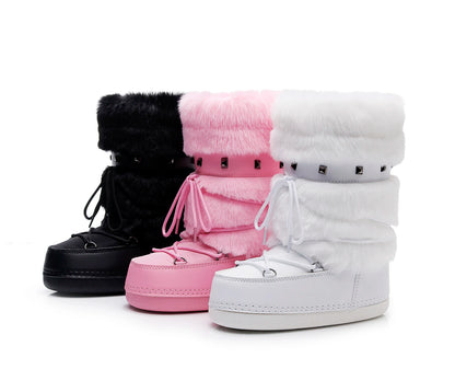 Women's Furry Boots New Warm Skiing Winter Boots Women Space Boots Trendy Ladies Winter Shoes Non-slip Girls Snow Boots