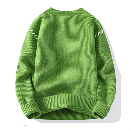 Autumn Winter Men's Sweater Warm Knit Pullovers Fashion Loose Knitted Sweaters Men Youthful Vitality Patchwork Casual Pullovers