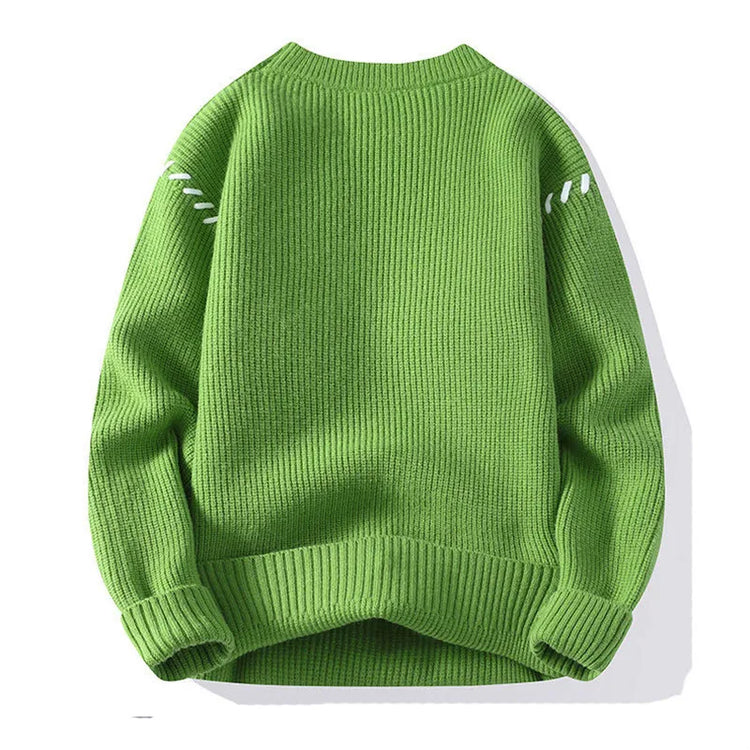Autumn Winter Men's Sweater Warm Knit Pullovers Fashion Loose Knitted Sweaters Men Youthful Vitality Patchwork Casual Pullovers