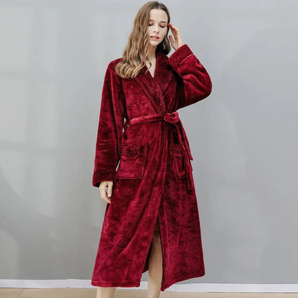 Donna Autunno e Inverno Caldo Lungo Velluto Corallo Spessore Coppia Accappatoi Da Bagno Uomo Donna Pigiama Doccia Accappatoio Asciugamani Da Bagno Per Adulti