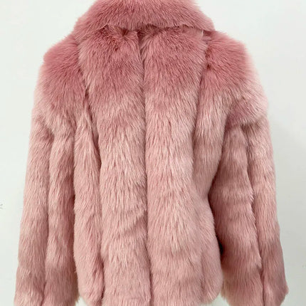 ZADORIN Luxury Winter Coat WomanTrendy Turn Down Collar Striped Thick Warm Faux Fur Coat Woman Fluffy Faux Fox Fur Jacket Coats
