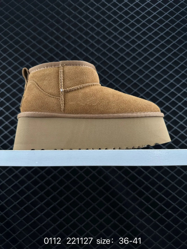 HOE NEW Women's Boots casual shoes low-top leather comfortable warm fashionable height increase wear-resistant soft Size 36-41