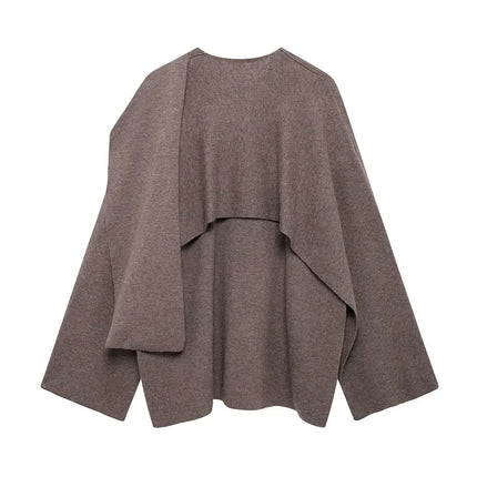 MUJER Cape Coat Women Scarf Collar Ponchos Women 2025 Shawl Long Sleeve Winter Woman Ponchos Cloak Knitted Cardigan for Women