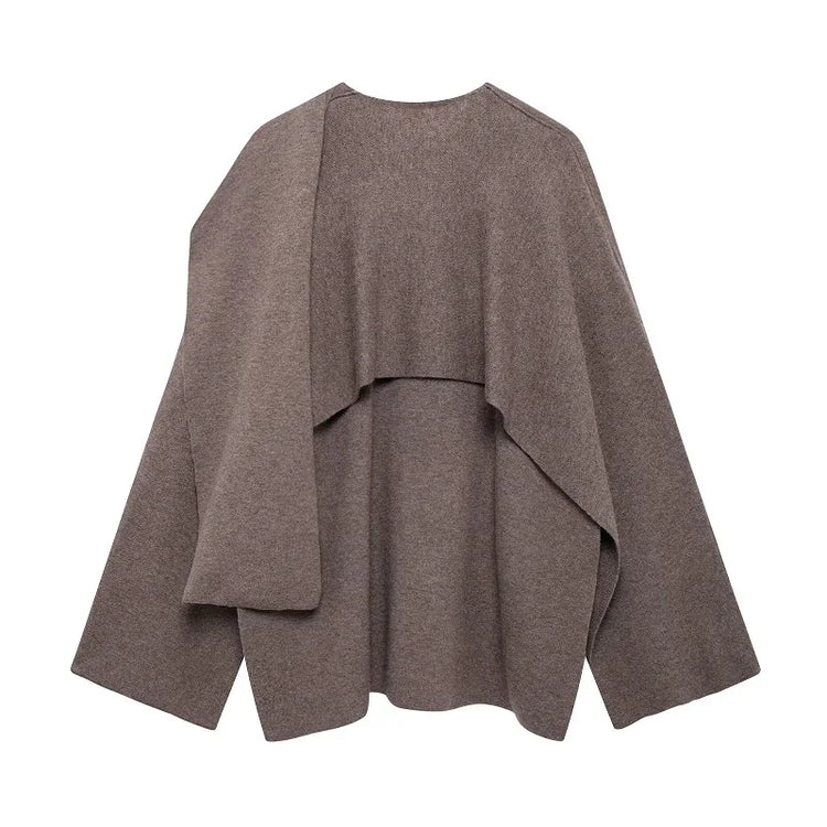 MUJER Cape Coat Women Scarf Collar Ponchos Women 2025 Shawl Long Sleeve Winter Woman Ponchos Cloak Knitted Cardigan for Women