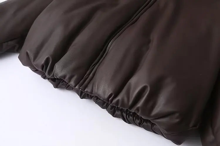 Women Green Leather Cropped Jacket Coat Vintage Streetwear Motorcycle Mustang Jacket 2000s Vintage Warm Thicke Outerwear Autumn