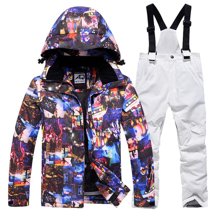 Cheaper, Children's Snow Suit, Snowboard Clothing Sets, Outdoor Wear, Ski Coat and Strap Pant, Kids Costumes, Boy‘s and Girl's