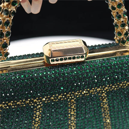 Popular In Nigeria Exquisite Evening Bags With Diamond Design Fashion Handle Clutch Rhinestone Embellished Long Chain Bag PlatiNum