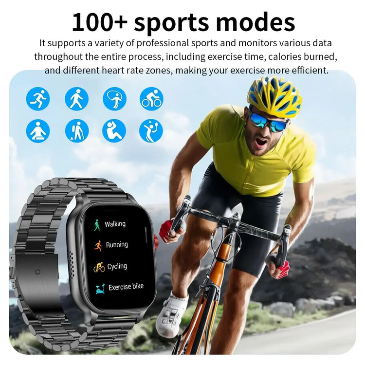 2026New Smart Watch Fitness Clock Men 2.01" AMOLED Screen 1400mAh 130+ Days Battery Life Flashlight Call Waterproof Smartwatches